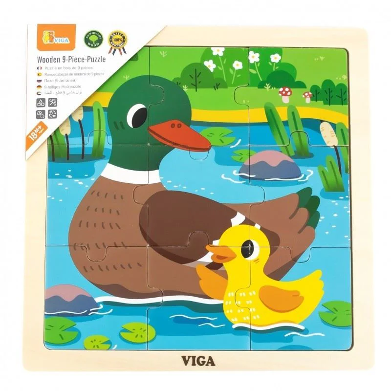 Деревянный пазл с крупными деталями Viga Toys Утка, 9 элементов