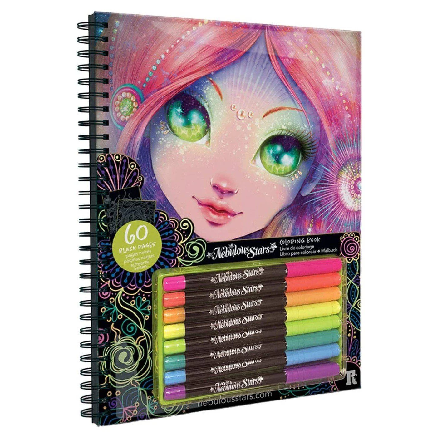 Set creativ Nebulous Stars Large Coloring Book Black Pages