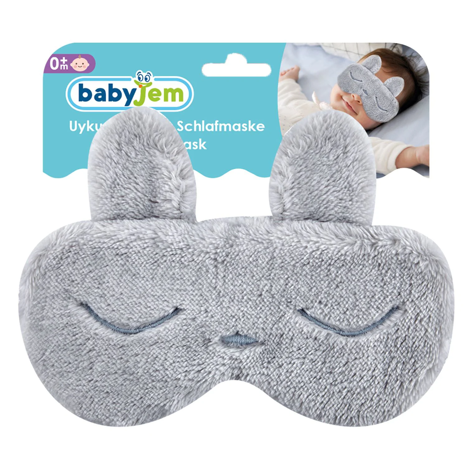 image for Masca bebelusi pentru somn BabyJem Sleeping Bunny Gri foto
