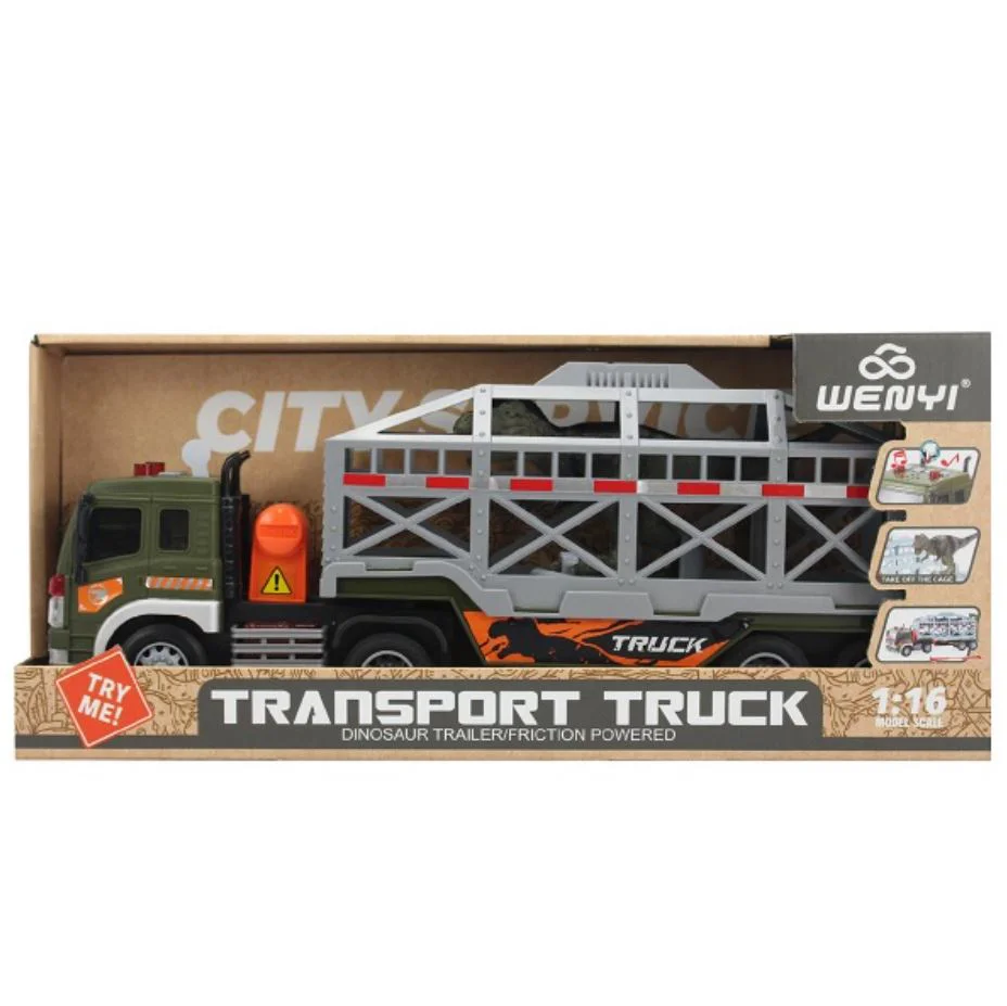 Camion Wenyi pentru transport dinozauri cu frictiune (lumini /sunete) 1:16 foto