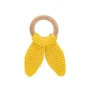 Хлопковая игрушка для прорезывания зубов с деревянным кольцом BabyJem Yellow