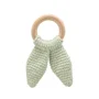 Хлопковая игрушка для прорезывания зубов с деревянным кольцом BabyJem Green