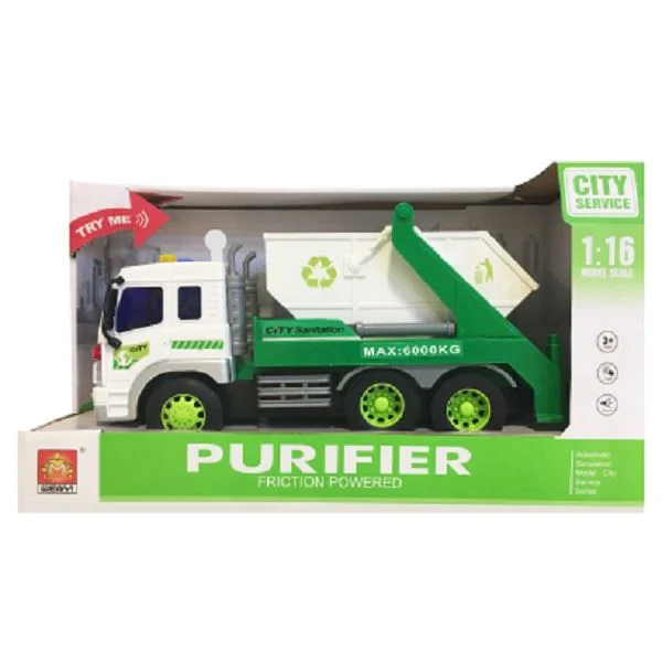 Camion de gunoi cu frictiune Wenyi cu lumini si sunet, 1:16 foto