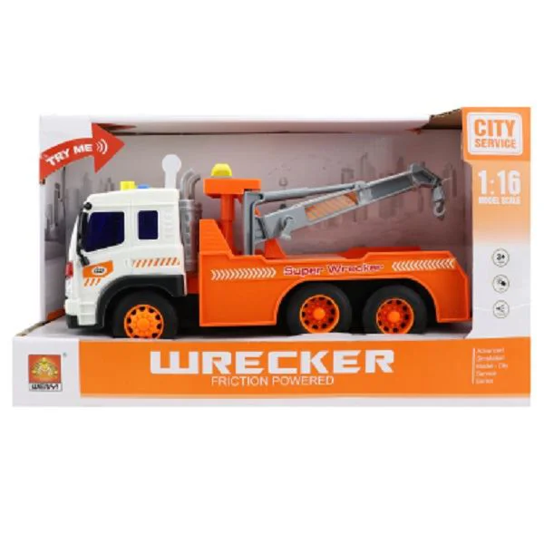 Camion cu frictiune Wenyi cu macara cu lumina si sunet, 1:16