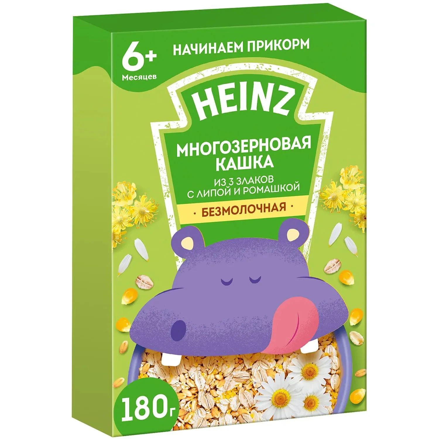 Многозерновая кашка Heinz из 3 злаков с липой и ромашкой (6+ мес.), 180 г foto