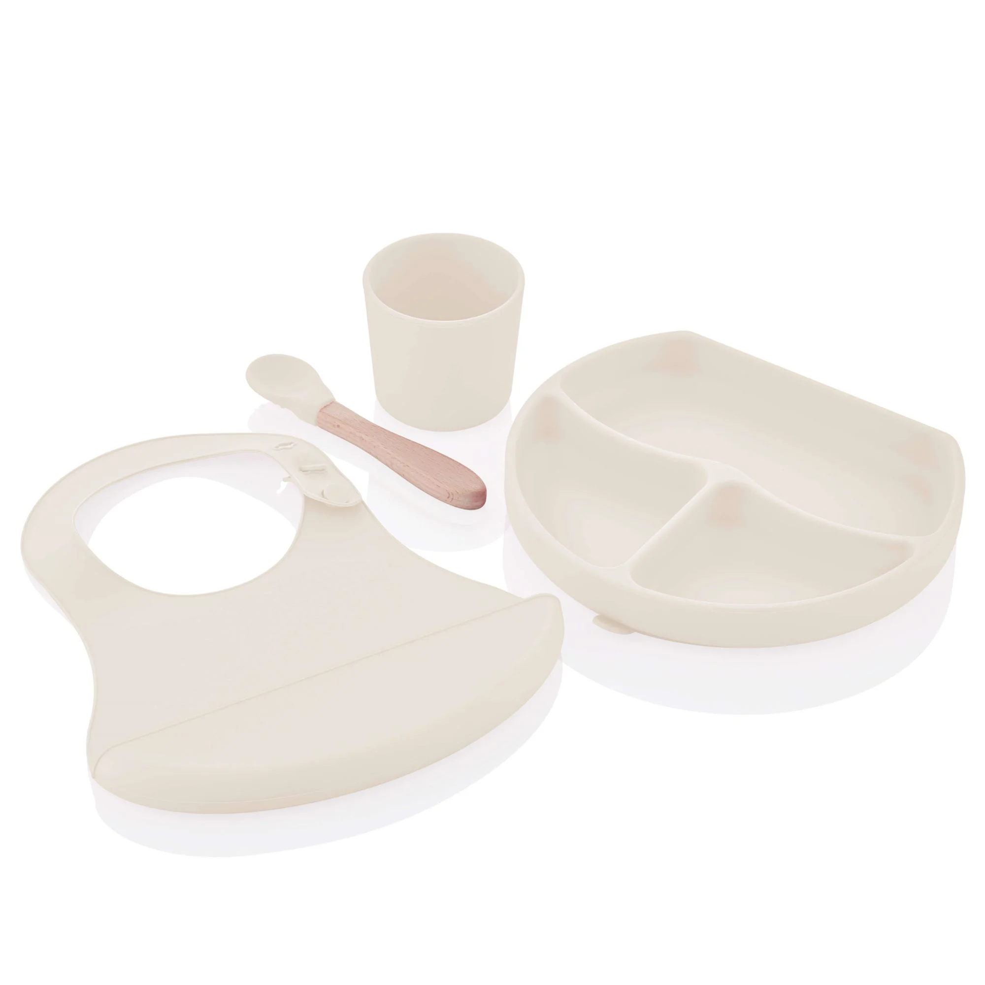 Set diversificare din silicon BabyJem Ecru, 4 piese