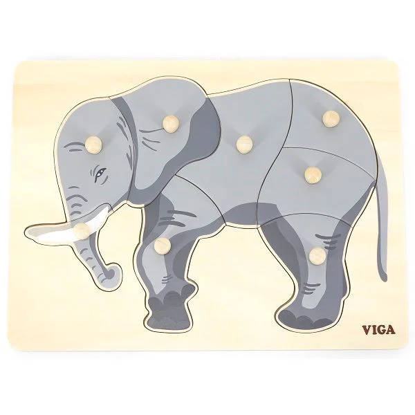 image for Пазл Монтессори c деревянными булавками Viga Toys Слон foto