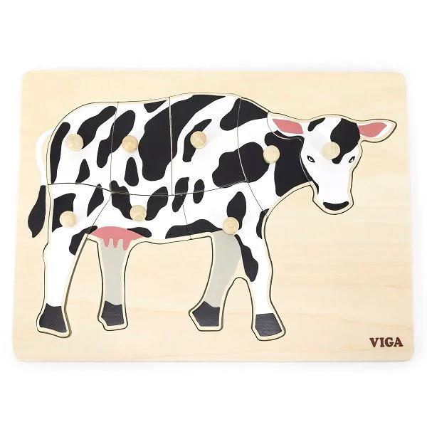 image for Пазл Монтессори c деревянными булавками Viga Toys Корова foto