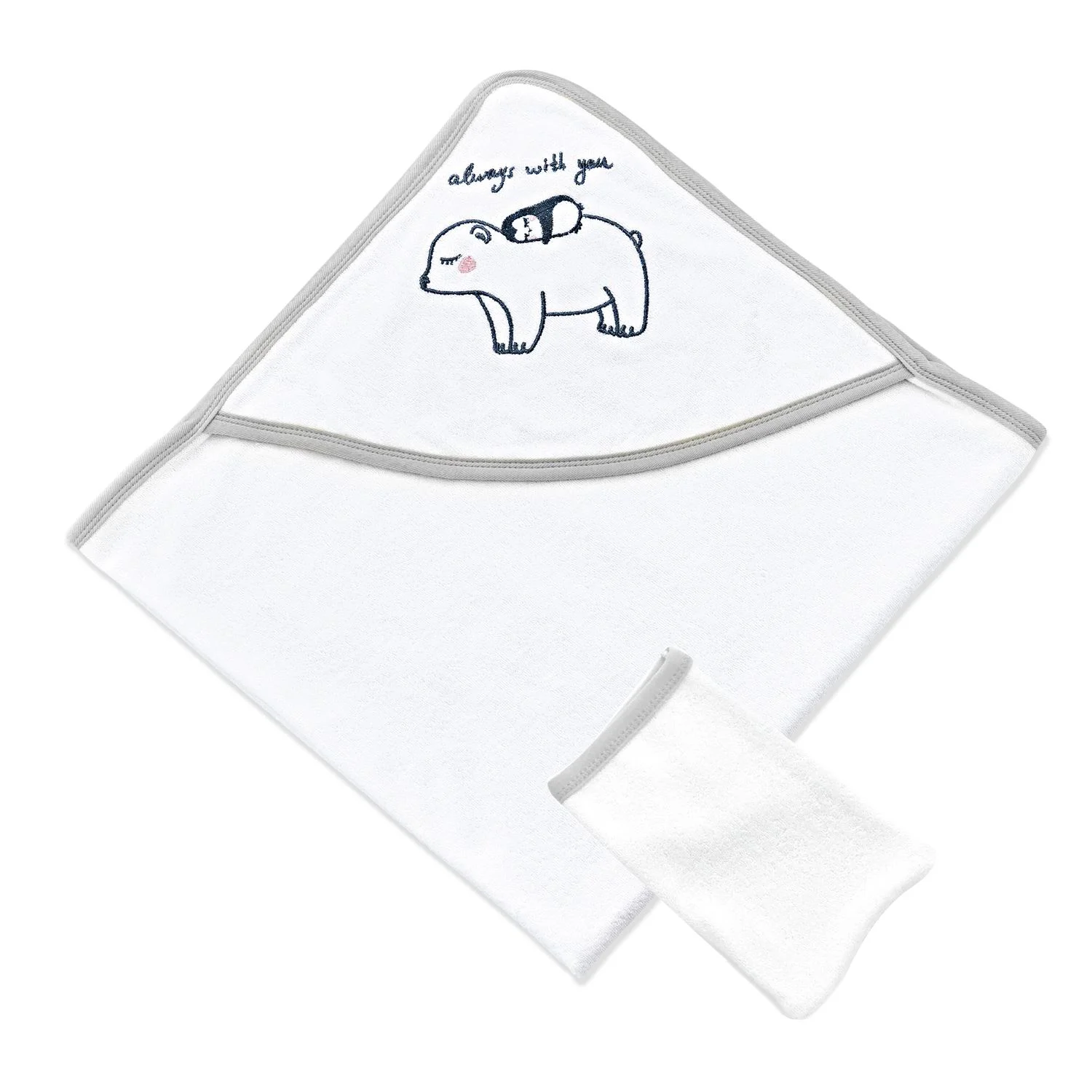 Полотенце и перчатка для ванны BabyJem Grey