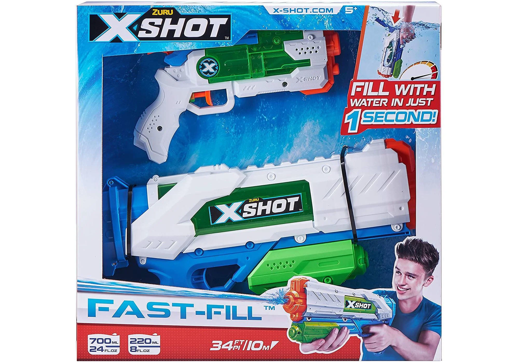 Set 2 Blastere cu apa Fast Fill Medium And Small X-Shot