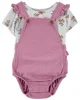 Carter's Set 2 piese Tricou si salopeta tip body Flori foto