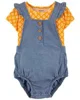 Carter's Set 2 piese Tricou si salopeta tip body portocaliu foto