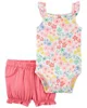 Carter's Set 2 piese Body si pantaloni scurti Flori