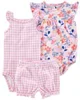 Carter's Set 3 piese Body, tricou si pantaloni scurti Flori