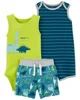Carter's Set 3 piese Body, pantaloni scurti si salopeta Dinozaur foto
