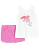 Carter's Set 2 piese Tricou si pantaloni scurti Delfin