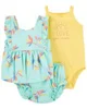 Carter's Set 3 piese Body, tricou si pantaloni scurti Flori foto
