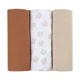 Set Muselina Beaba Herisson Marron din bumbac organic, 3 buc.