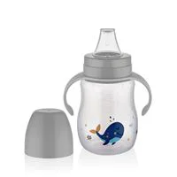 Canuta cu toarte si tetina din silicon BabyJem Gri, 250 ml