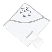 Set prosop cu gluga si manusa de baie BabyJem Gri