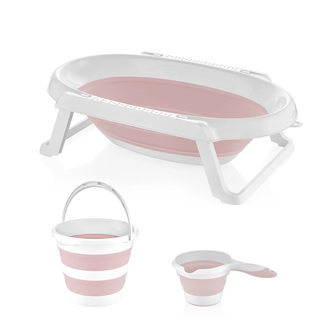 Набор для ванной со складной ванночки BabyJem Pink, 3 предмета