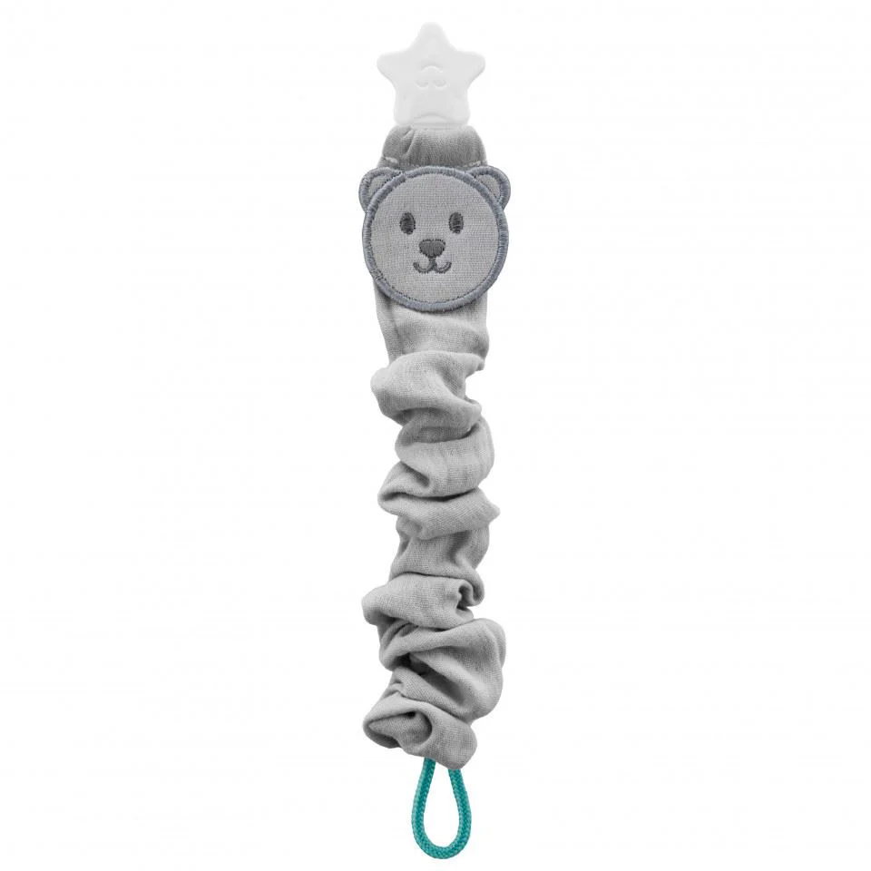 image for Цепочка для пустышки из муслина со звездой BabyJem Grey foto