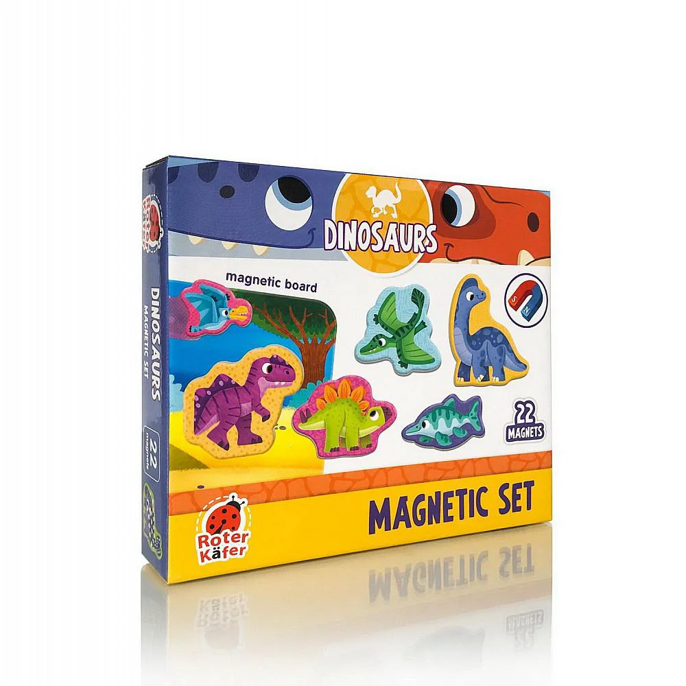 Магнитный игровой набор с доской Roter Kafer Динозавры, 22 детали