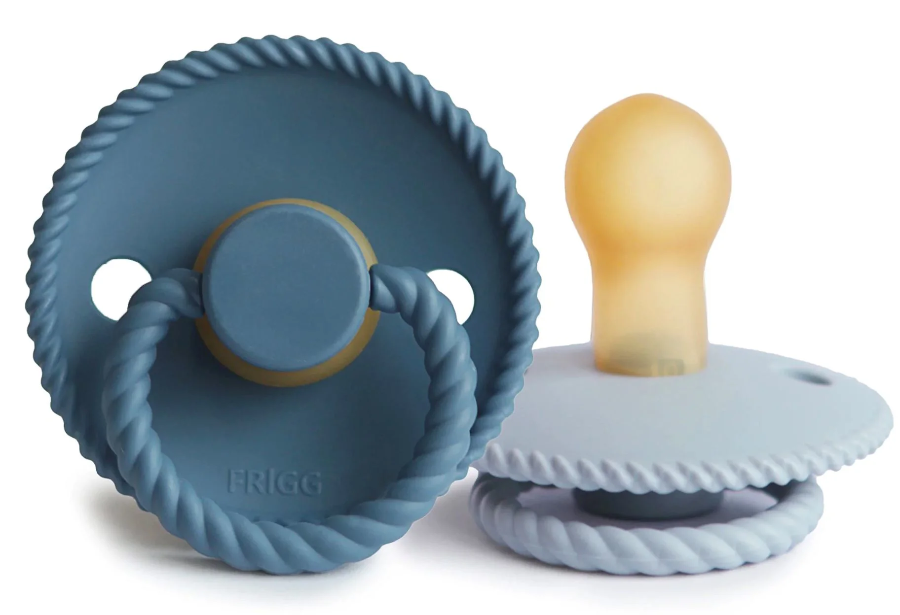 Set 2 suzete rotunde din latex FRIGG Rope Ocean View & Powder Blue (6-18 luni) foto