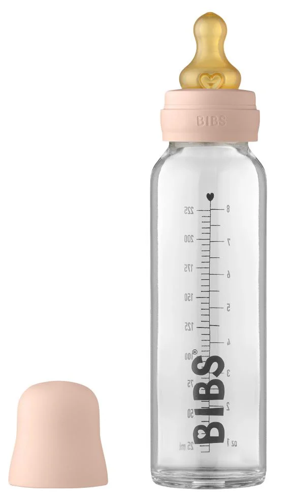 Стеклянная бутылочка BIBS Blush с латексной соской 0+ месяцев, 225 мл