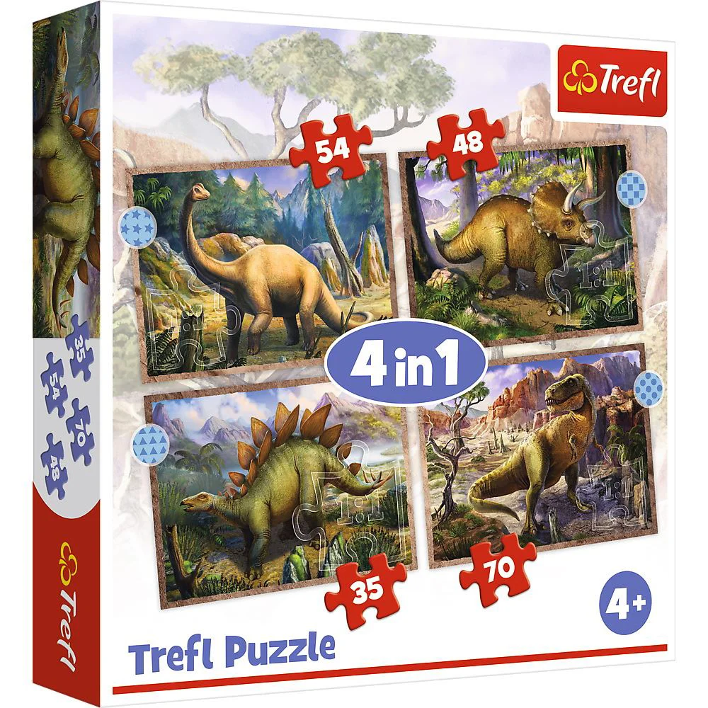 image for Puzzle 4 in 1 Trefl Dinozaurii interesanti foto