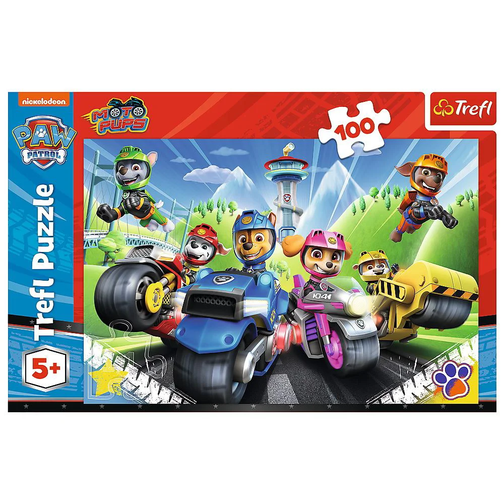 Puzzle Trefl Patrula catelusilor pe motociclete, 100 piese foto