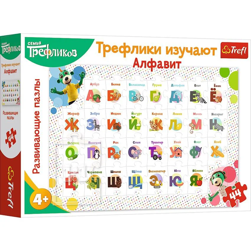 Пазл Trefl Трефлики изучают алфавит, 44 штуки