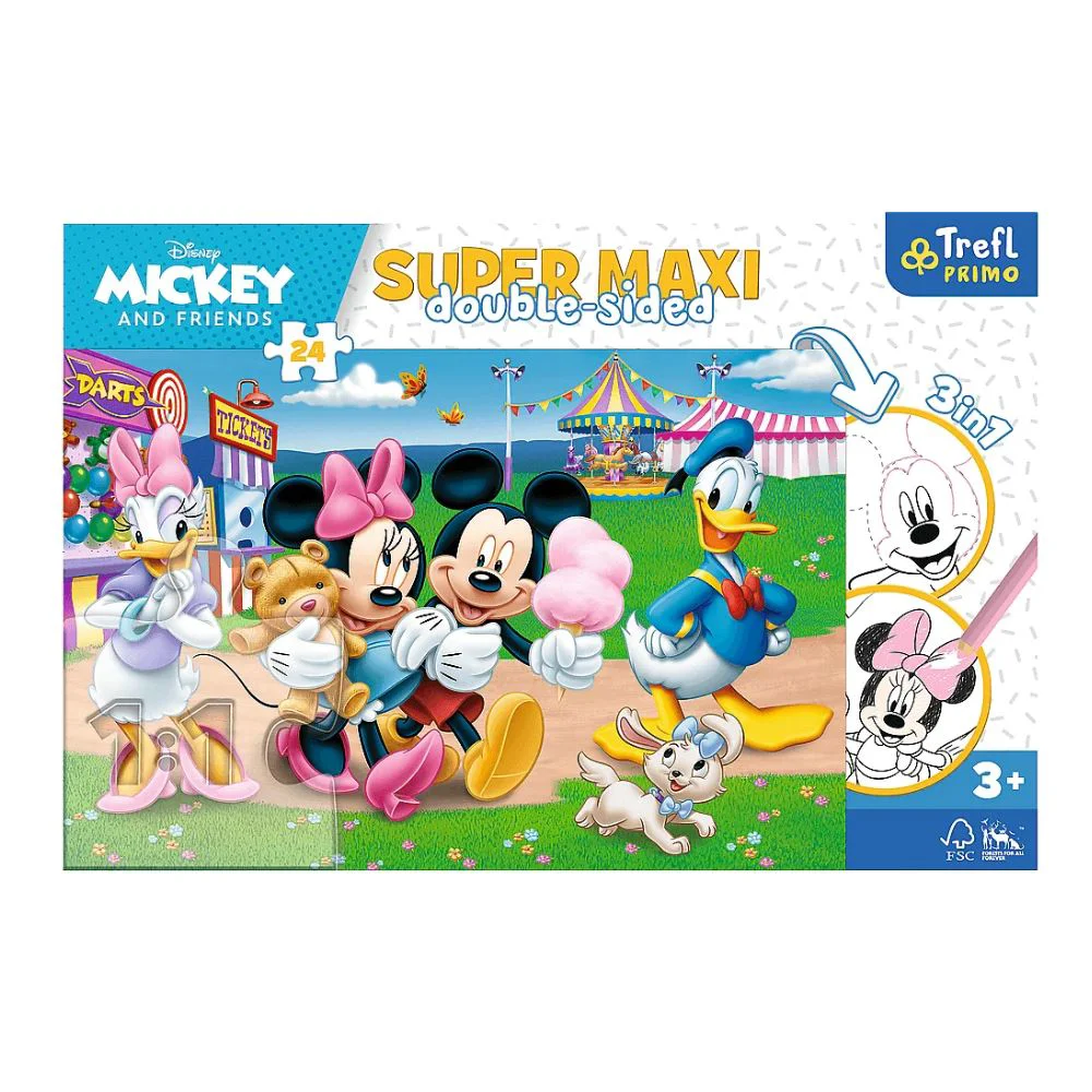 Puzzles Trefl Mickey in parcul de distractii, 24 piese Super Maxi foto