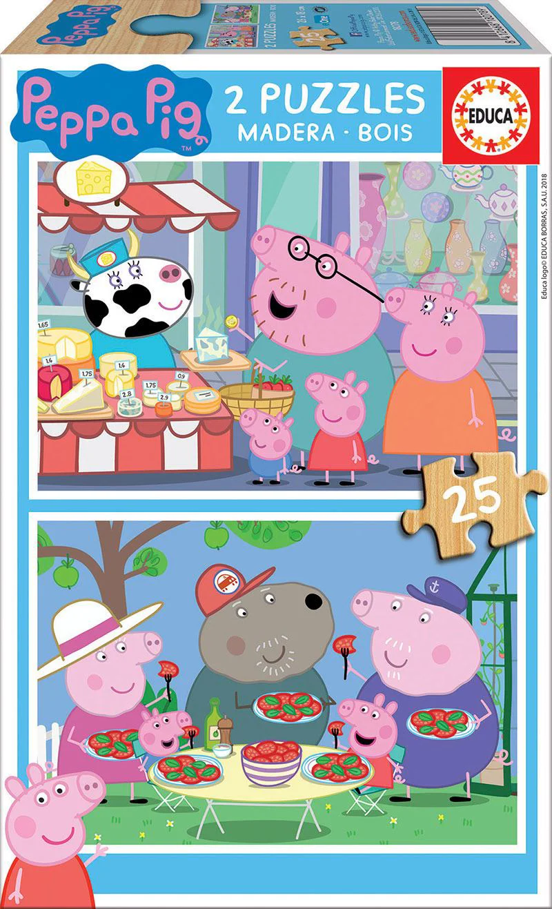 Puzzle din lemn Educa 2 in 1 Purcelusa Peppa, 25 piese foto