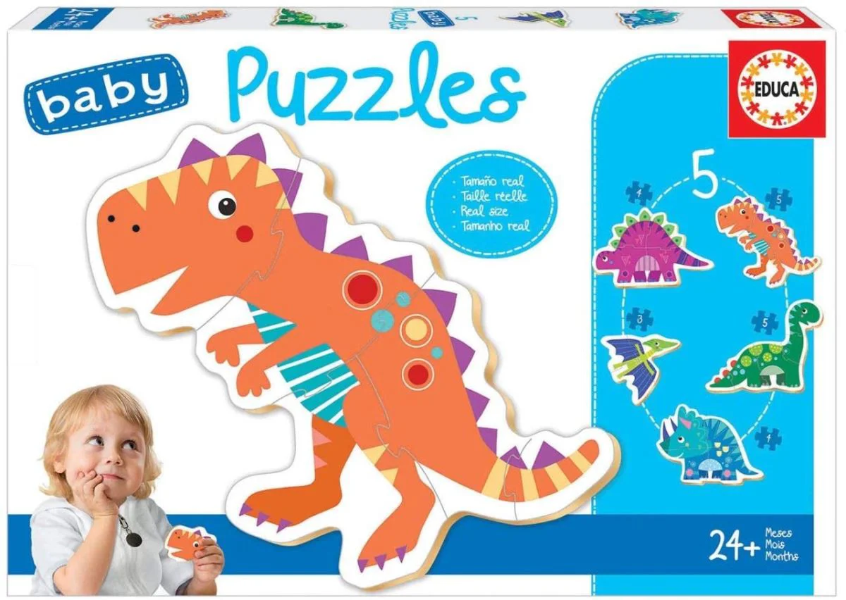 Puzzle Educa 5 in 1 pentru copii, Dinozauri foto