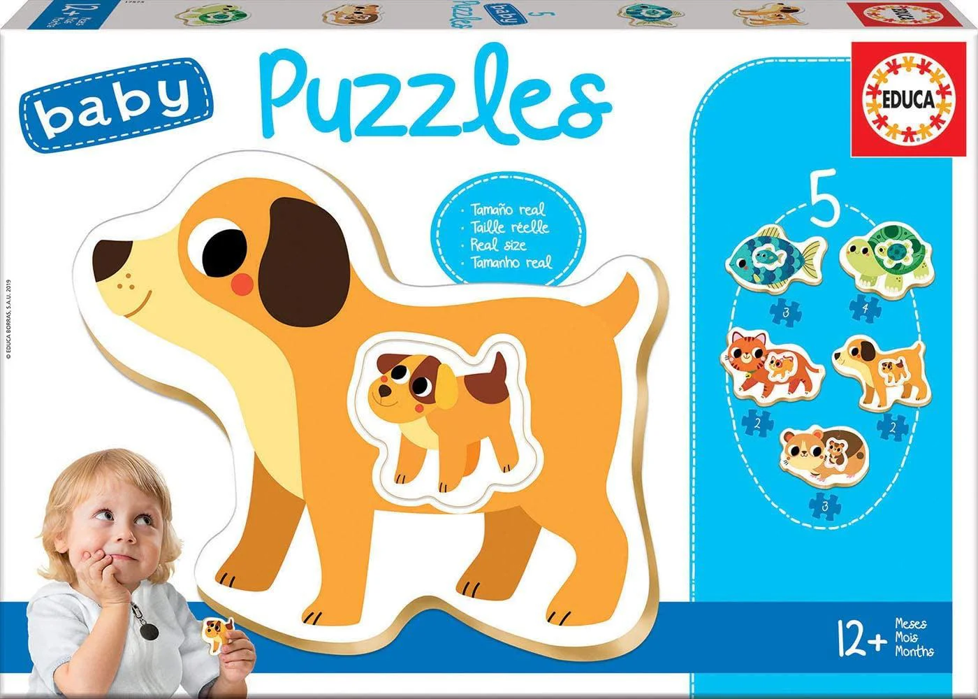 Puzzle Educa 5 in 1 pentru copii, Animale