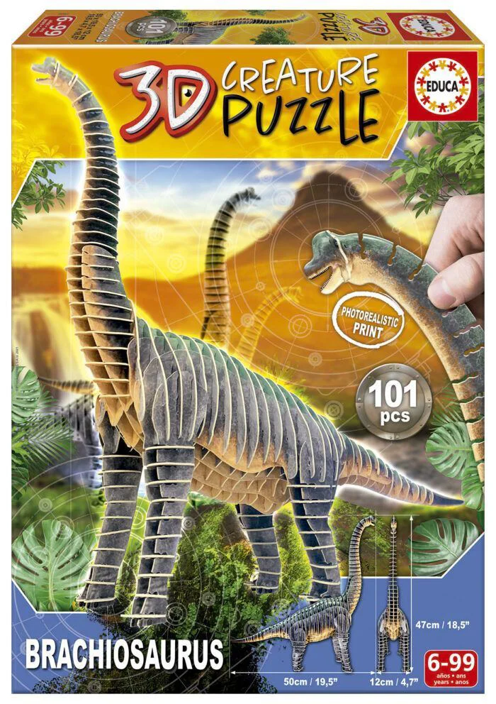 Puzzle Educa Braschiosaurus 3D, 101 piese foto