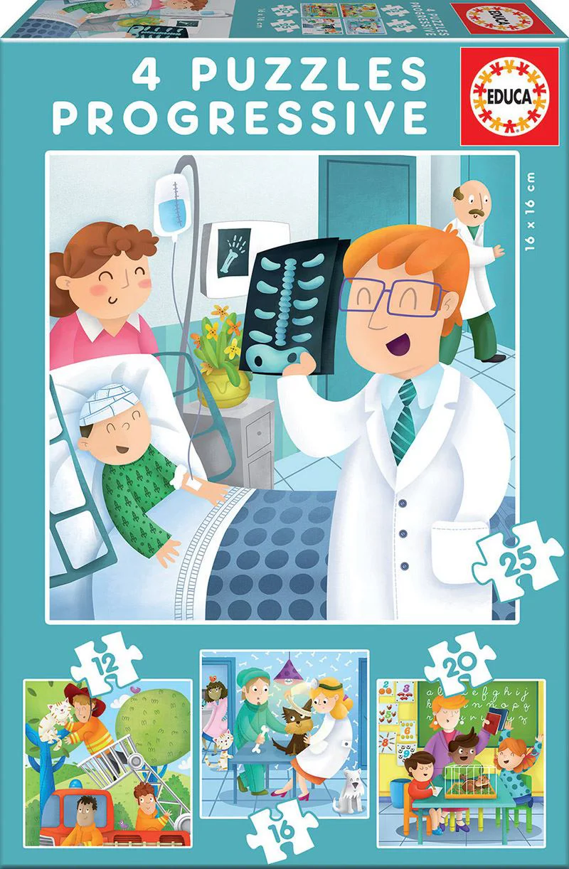Puzzle Educa 4 in 1 Cand voi creste eu vreau sa fiu (12, 16, 20, 25 piese) foto