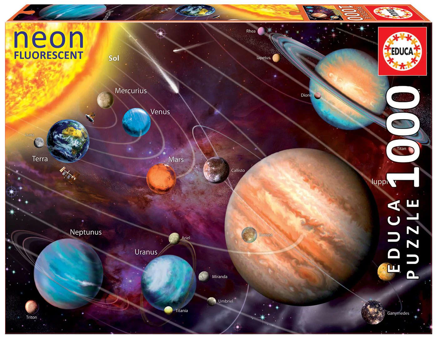 Puzzle Educa Sistemul Solar Neon, 1000 piese foto