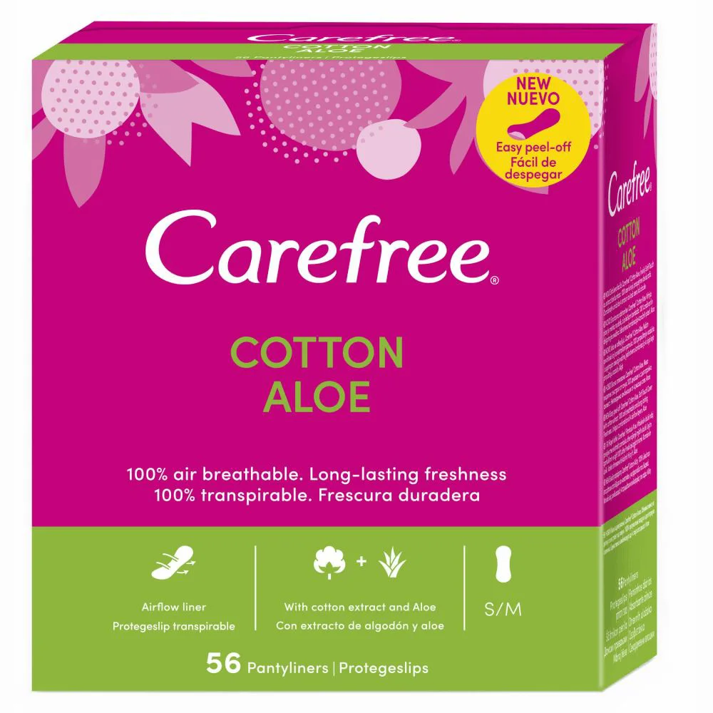 Гигиенические ежедневные прокладки Carefree Cotton с экстрактом алоэ, 56 шт.