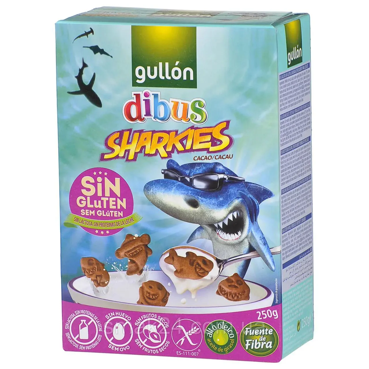 Печенье Gullon Dibus Sharkies без глютена, лактозы и яиц, 250 г.