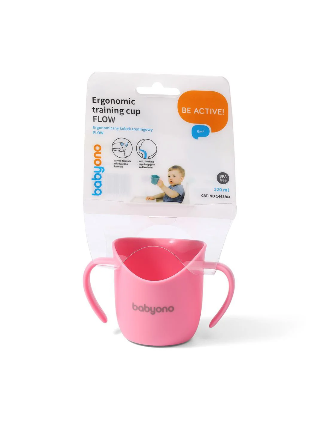 image for Эргономичная кружка Babyono для обучения самостоятельного питья, Светло-розовый foto