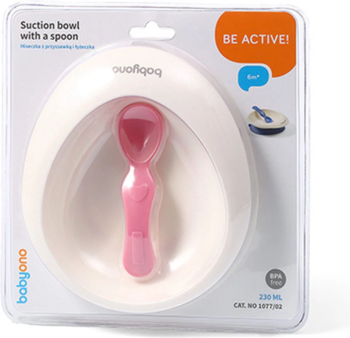 image for Миска Babyono с присоской и ложкой, Розовый foto