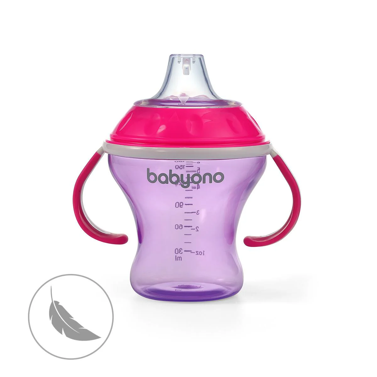 image for Cana cu nasuc din silicon BabyOno si sistem anti-varsare, roz,  180ml foto