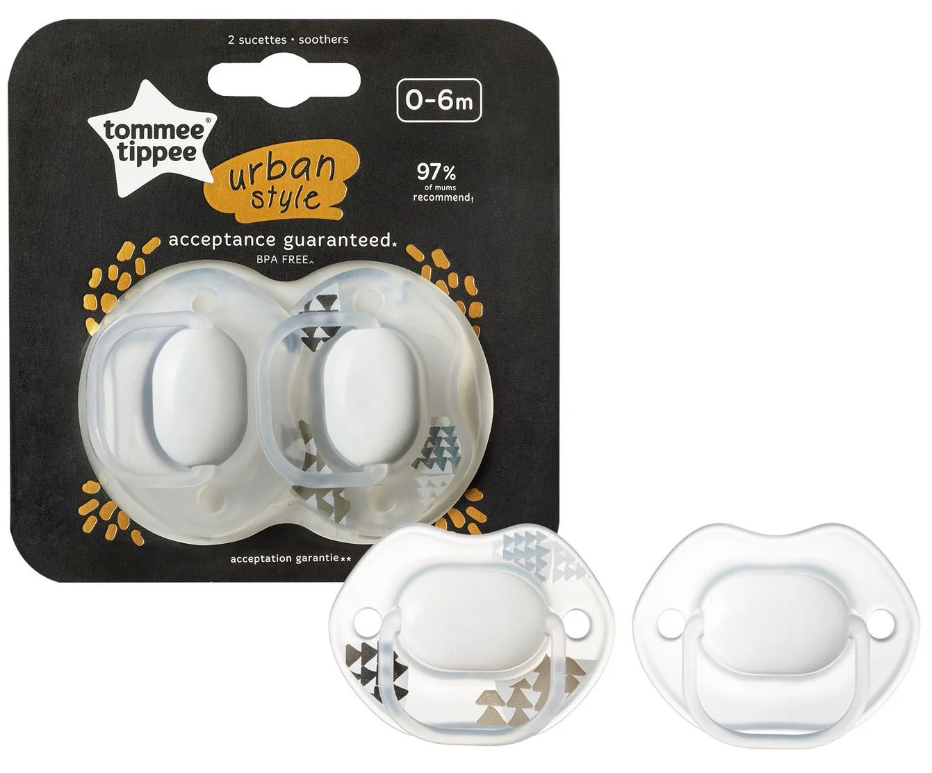 image for Пустышка ортодонтическая силиконовая Tommee Tippee Urban (0-6 мес) foto