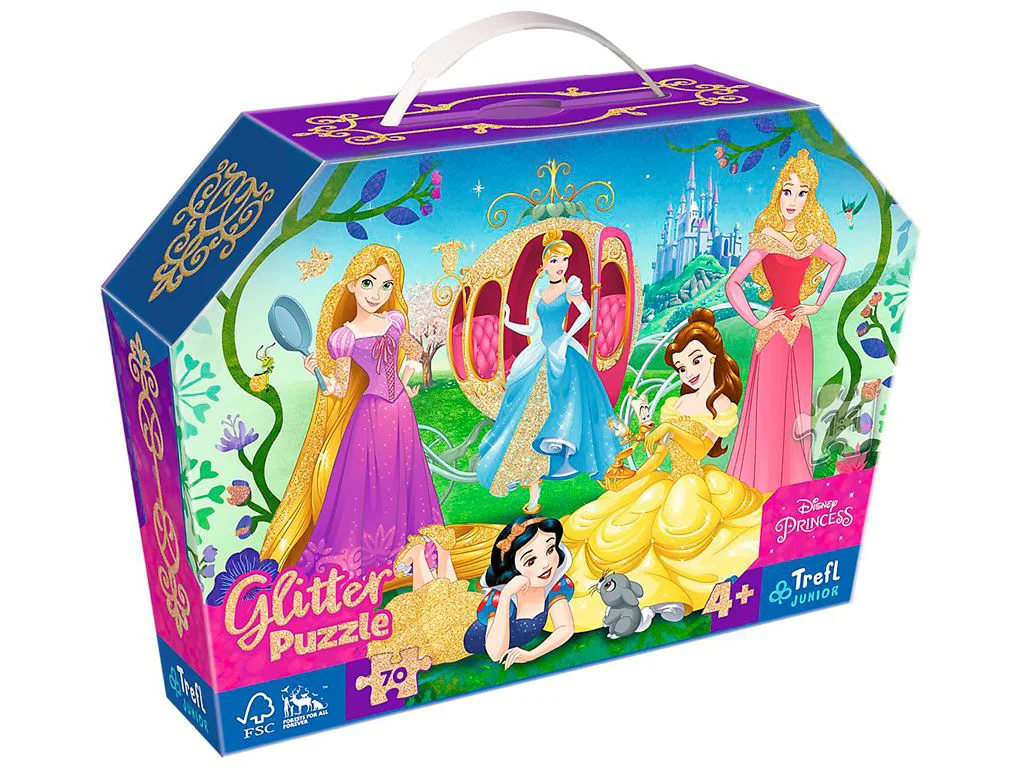 Puzzle Trefl Printesele Disney, 70 piese sclipitoare foto