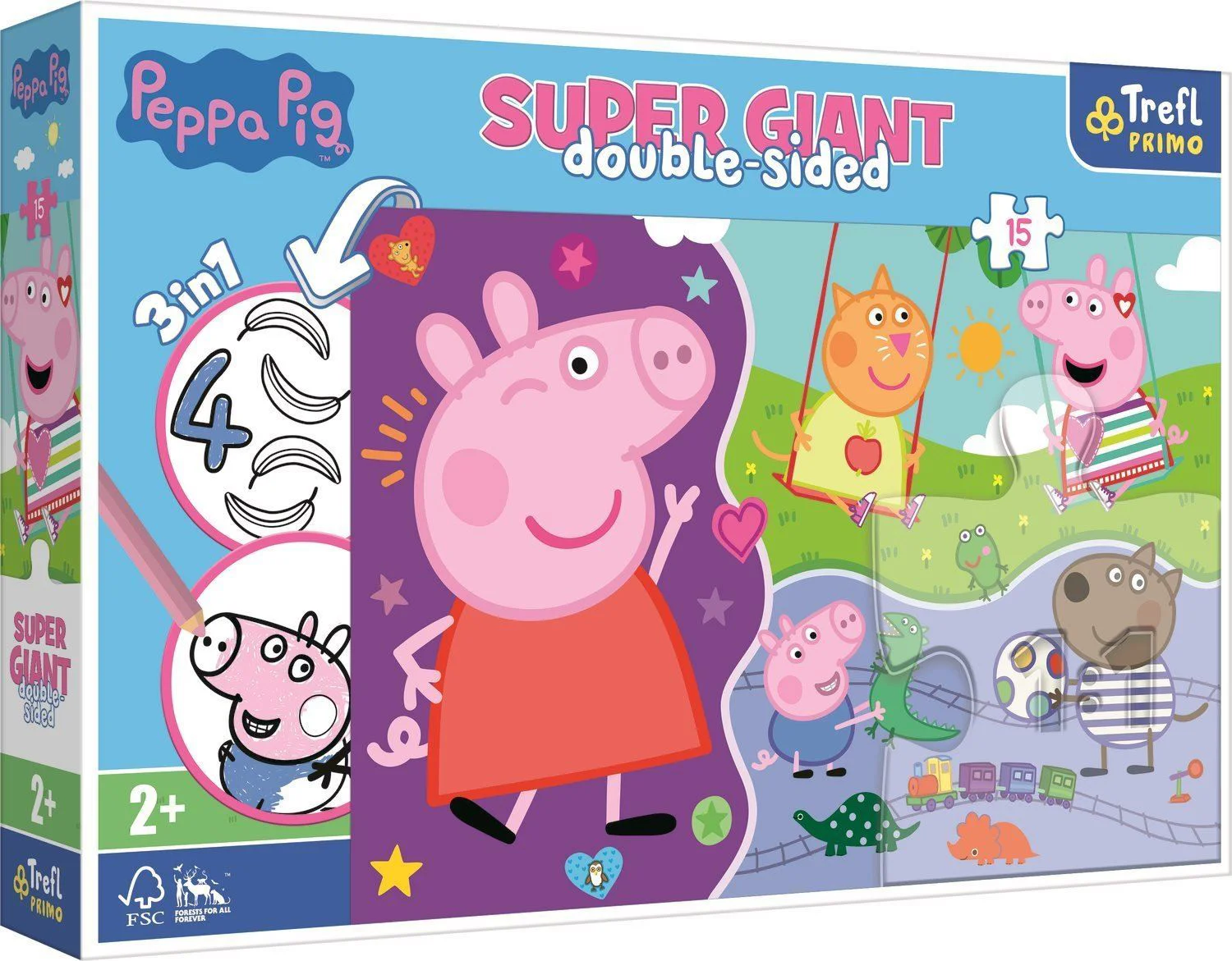 Puzzle Trefl Fericita Peppa Pig, 15 piese foto