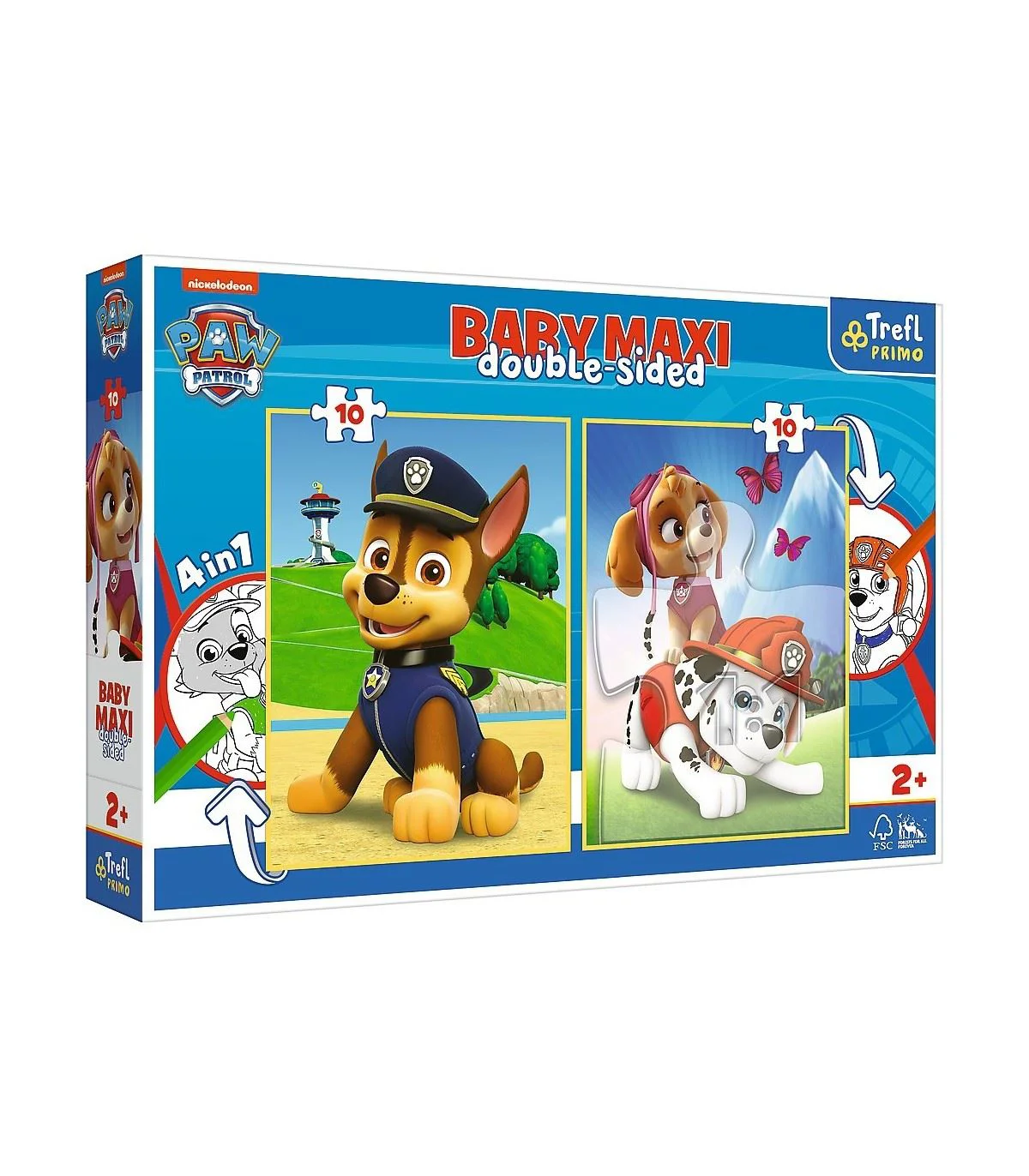 Puzzle cu doua fete Trefl Baby Patrula catelusilor, 2 x 10 piese Maxi foto
