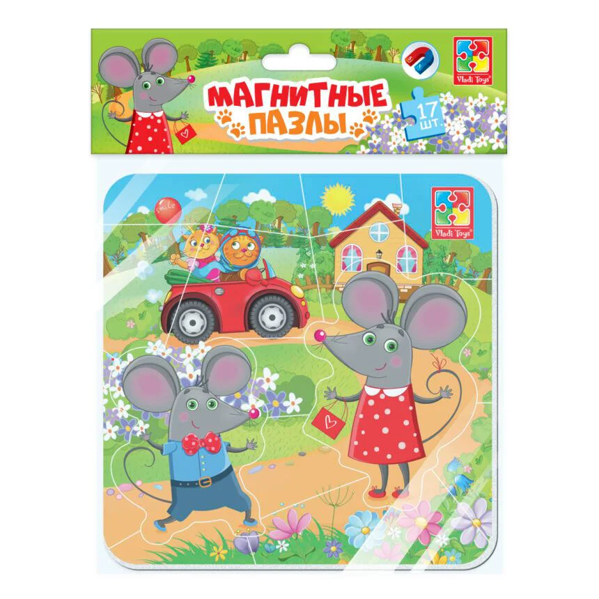 Puzzle magnetic Vladi Toys Soriceii, 16 piese
