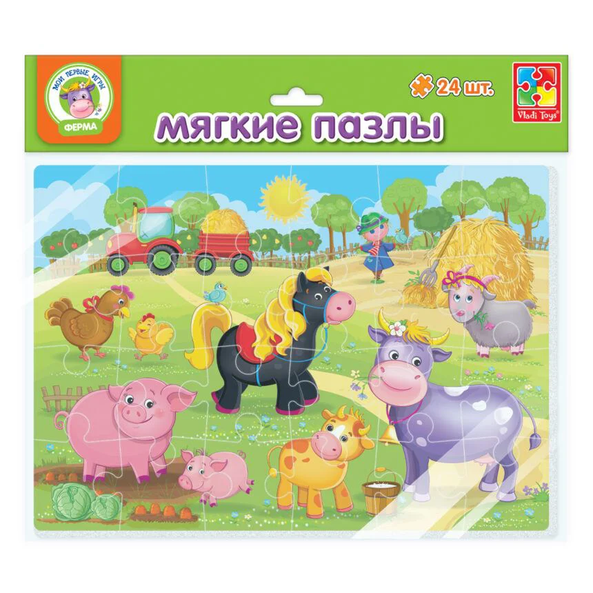 Мягкие пазлы Vladi Toys Ферма, А4, 24 детали